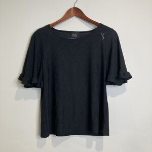 W5 Blouse Size S Women's Lightweight Black w/ Eyelet Detail Whimsigoth Witchy